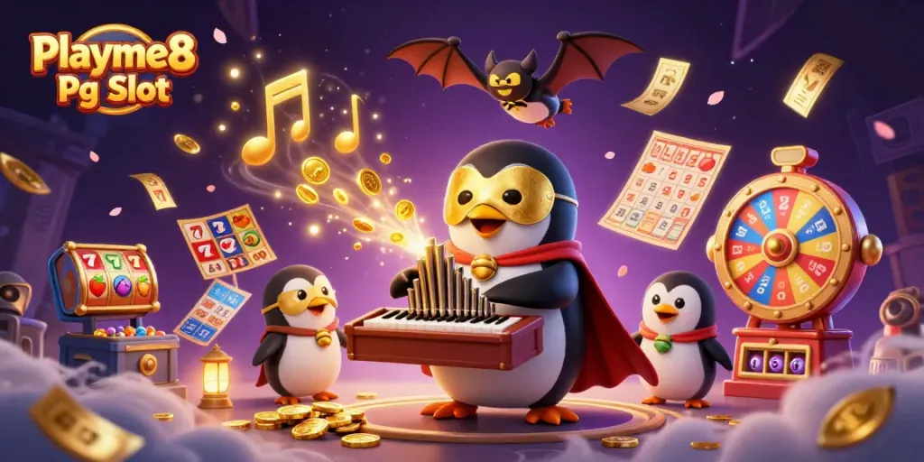 เล่น Playme8 Pg Slot ด้วยภาพกราฟิก 3 มิติของเพนกวินและการเล่นเกมสล็อต