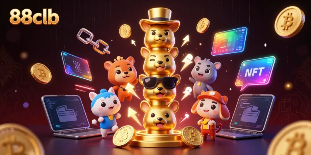 Experience thrilling gameplay with 88clb's vibrant casino action featuring 3D characters and crypto elements.