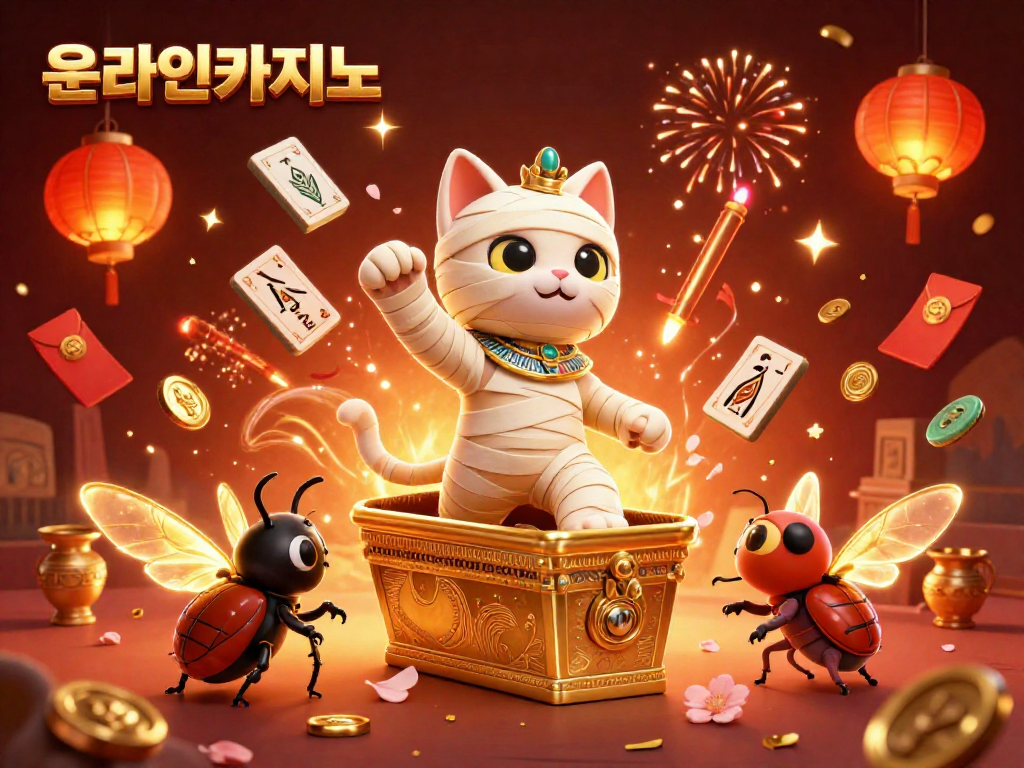 온라인카지노에서 흥미로운 게임을 즐기는 모습과 눈에 띄는 게임 엘리먼트를 드러낸 일러스트입니다.