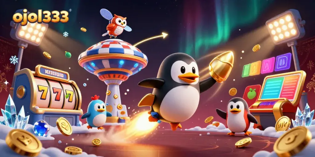Experience the thrill of ojol333 gaming with an engaging 3D penguin and slot adventure.