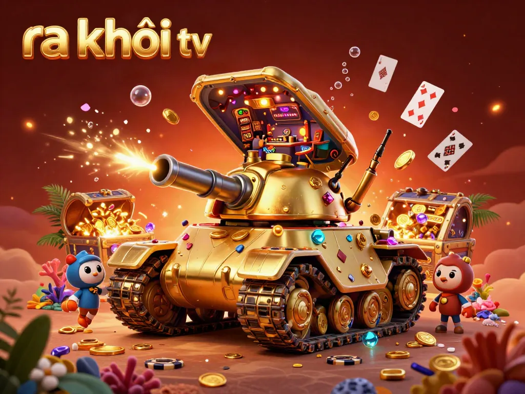 Experience the thrill of ra khơi tv with this vibrant 3D casino illustration filled with excitement.