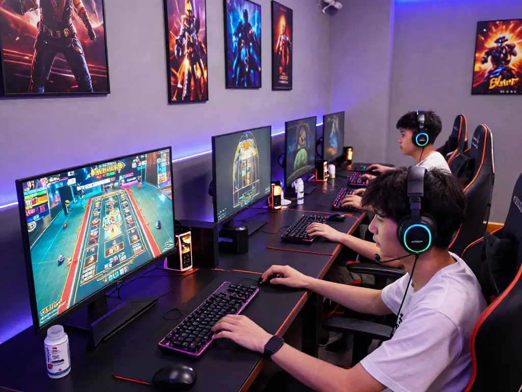 Pengguna dewi19 menikmati pengalaman bermain slot online di ruang gaming modern yang ceria.