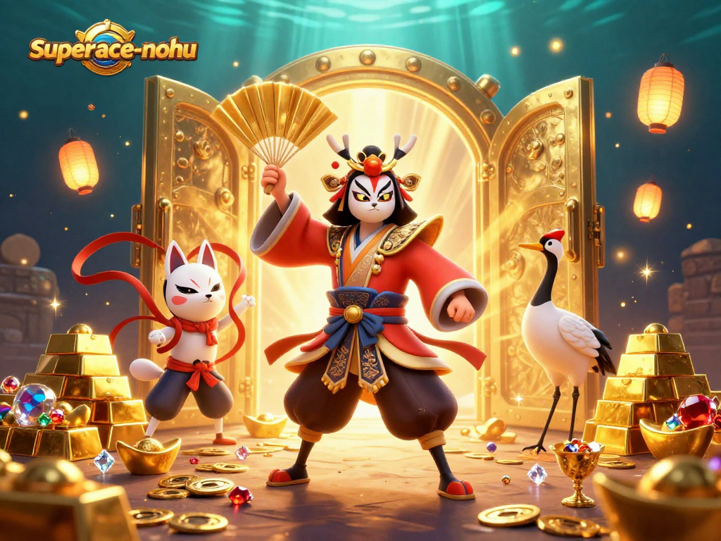 Experience excitement with superace-nohu, showcasing vibrant casino characters and sparkling treasures.