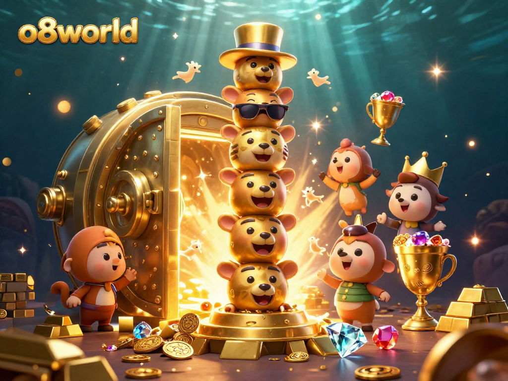 Experience the thrill at o8world with vibrant 3D casino adventures amidst golden treasures and fun!