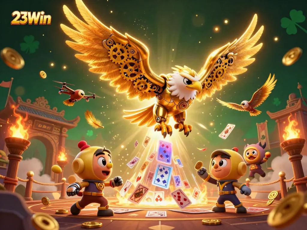 Experience thrilling gameplay at 23Win with unique casino elements in this vibrant 3D scene.