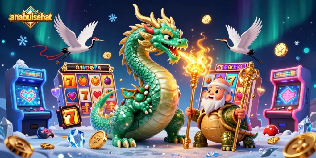 Menggenggam strategi dalam permainan slot sambil merayakan dengan anabulsehat dalam ilustrasi 3D yang memukau.