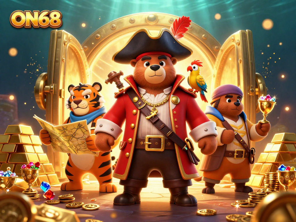 Engage with ON68's exciting themed games featuring treasure-seeking pirate characters and casino riches.