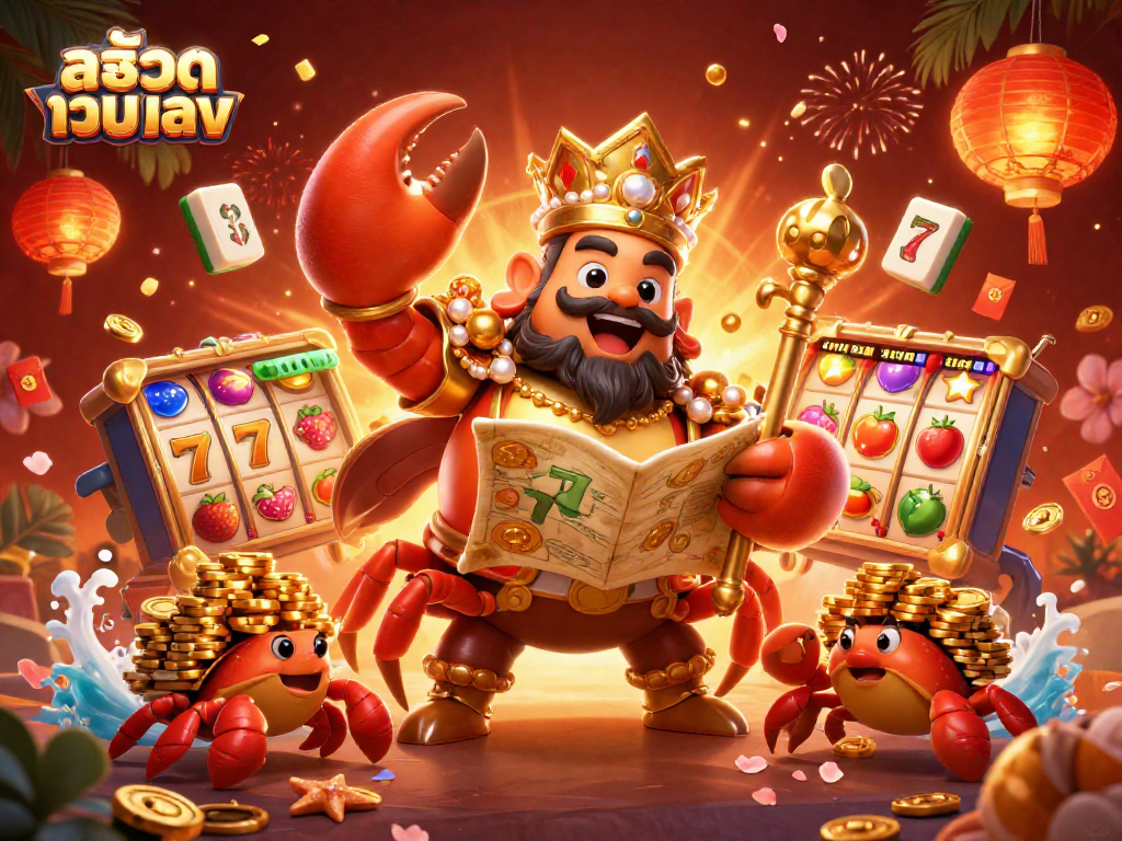 Engage in thrilling สล็อตเว็บตรง action with a majestic golden crab emperor, dynamic gameplay elements, and vivid visuals.