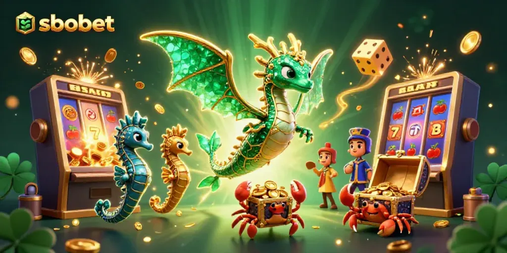 Engage with sbobet's thrilling world of sports betting illustrated through a vivid fantasy scene.
