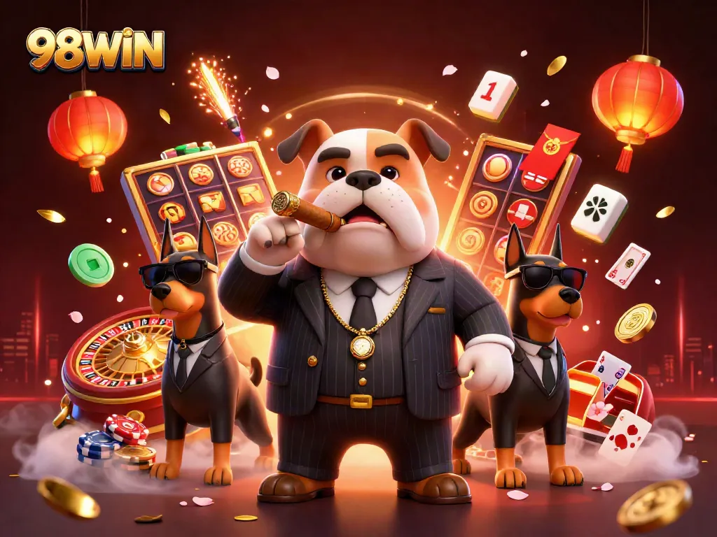 Engage in the vibrant world of 98WIN slots and poker with exciting characters and dynamic casino elements.