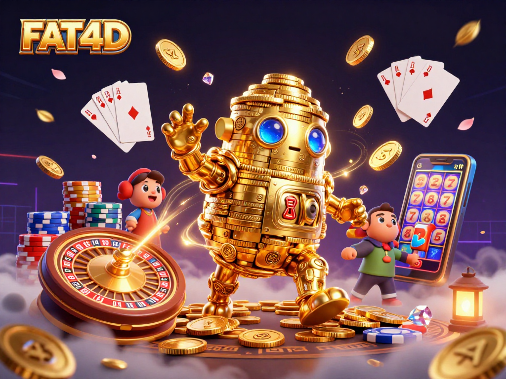 Experience the excitement of FAT4D with dynamic golden golem and casino elements.