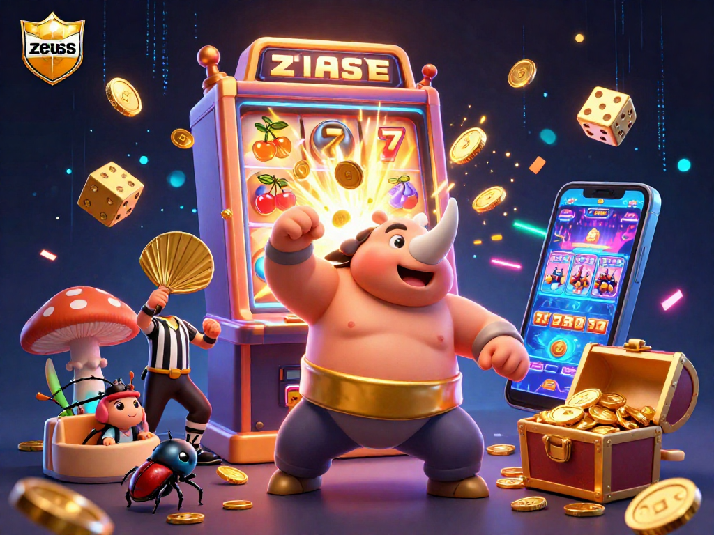 Experience the thrill of zeus in this vibrant 3D slot game scene with dynamic characters and exciting visuals.