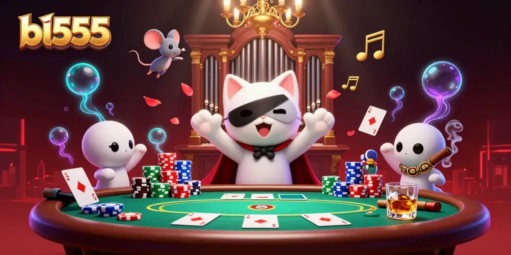 Experience thrilling gameplay at bl555 with a dynamic scene featuring unique characters in an ornate casino.