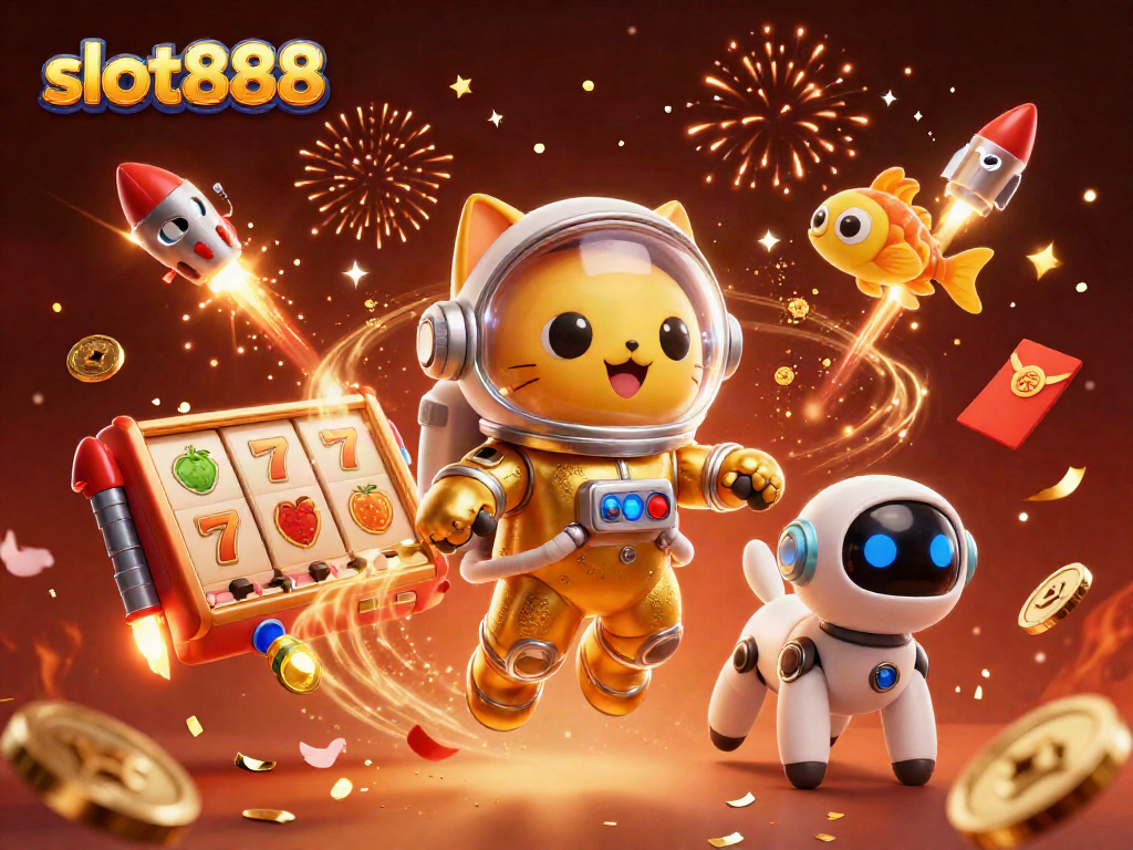 Slot888 memproyeksikan keseruan permainan slot dengan karakter kartun luar angkasa yang unik.