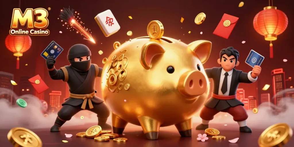 Experience thrilling action at M3 Online Casino with exciting gaming elements in a vibrant scene.