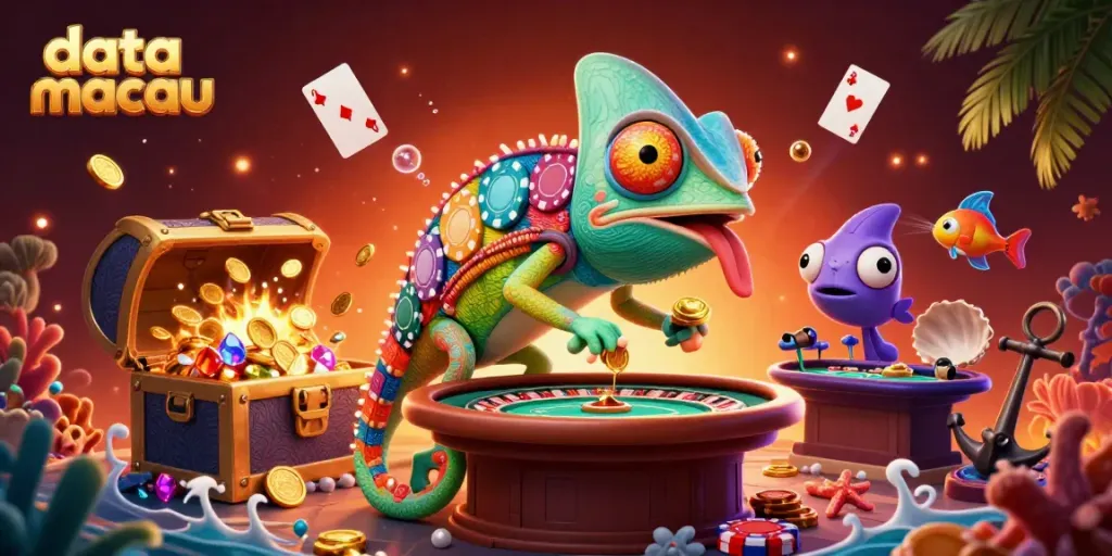 Mengakses data macau dengan gaya interaktif di dunia kasino digital yang penuh warna dan detail.