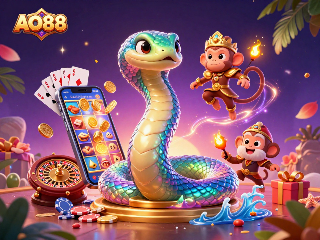 Experience the thrilling world of AO88 with vibrant gambling elements and captivating characters.