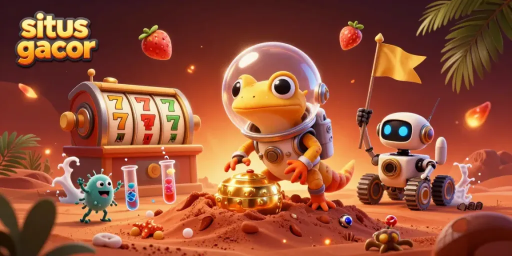 Permainan situs gacor dengan simbol jackpot dan karakter 3D yang menarik