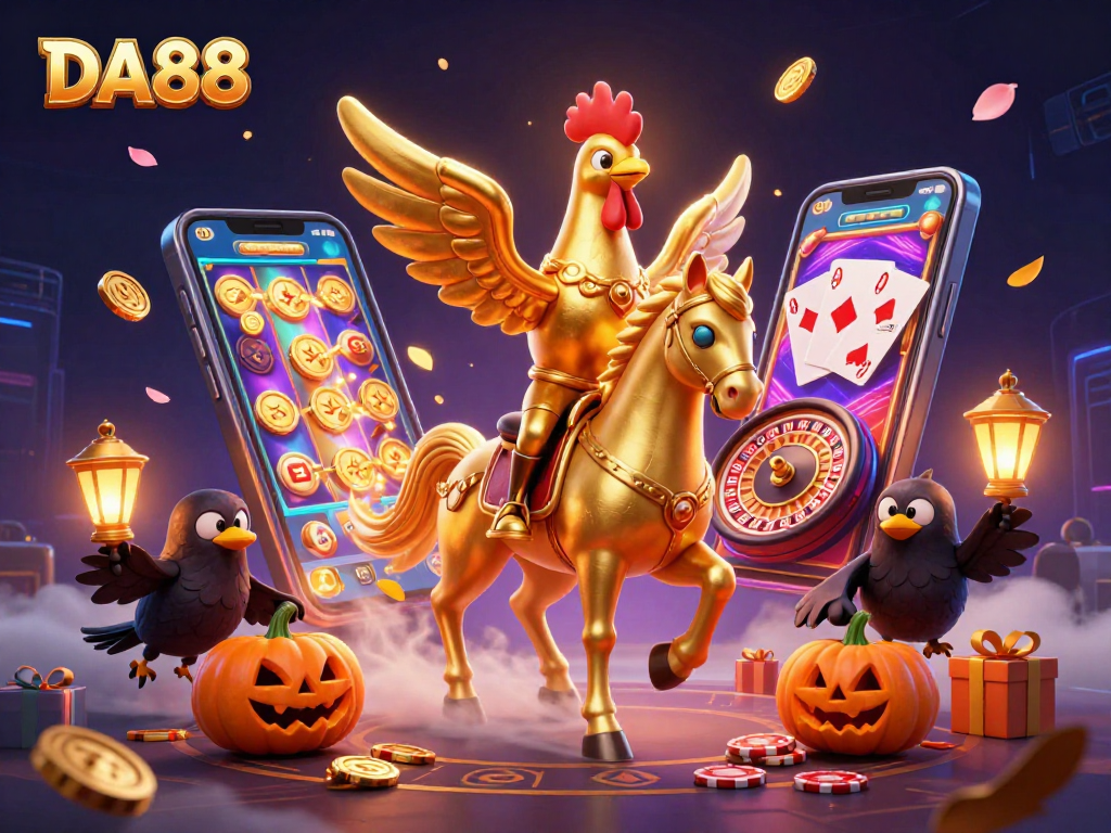 DA88 offers an exciting casino experience featuring vibrant games and characters in a thrilling 3D scene.