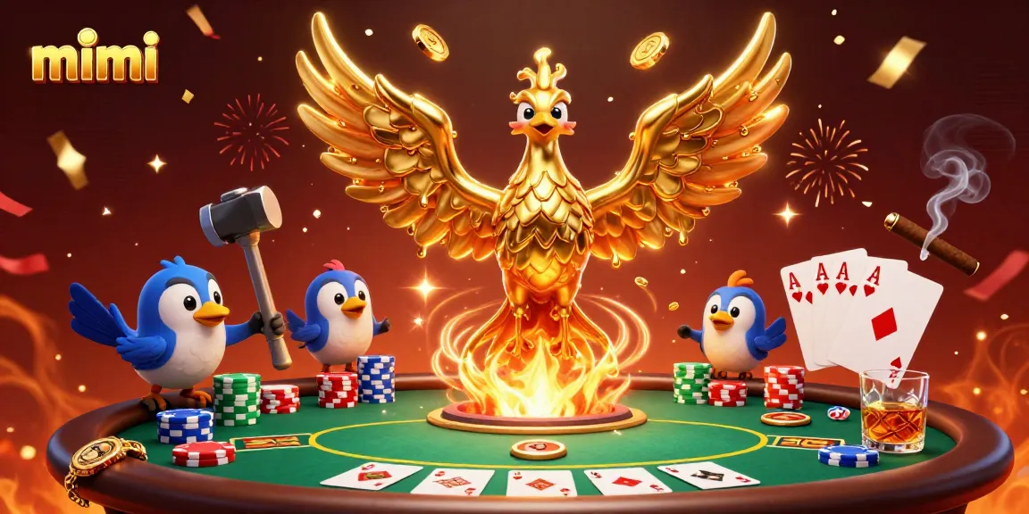 Engage with the thrilling world of mimi as the molten phoenix delivers gold coins in a vibrant poker setting.