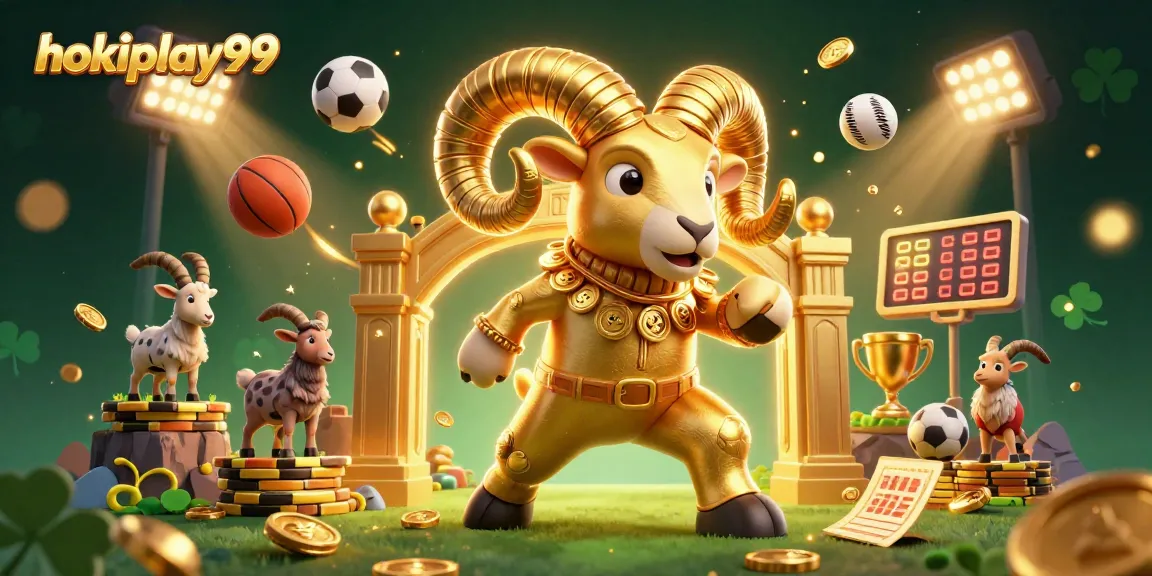 Experience the excitement of hokiplay99 with a dynamic casino scene featuring a golden ram.