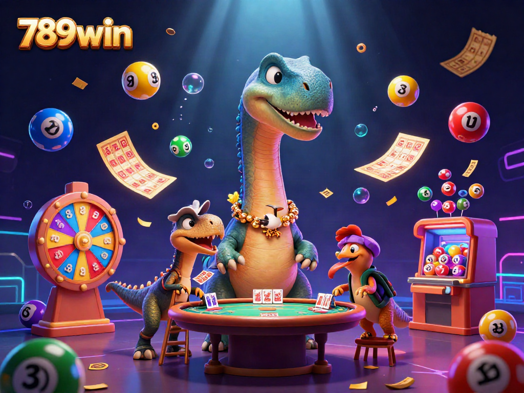 Experience gambling excitement with 789win in a vibrant 3D casino illustration.