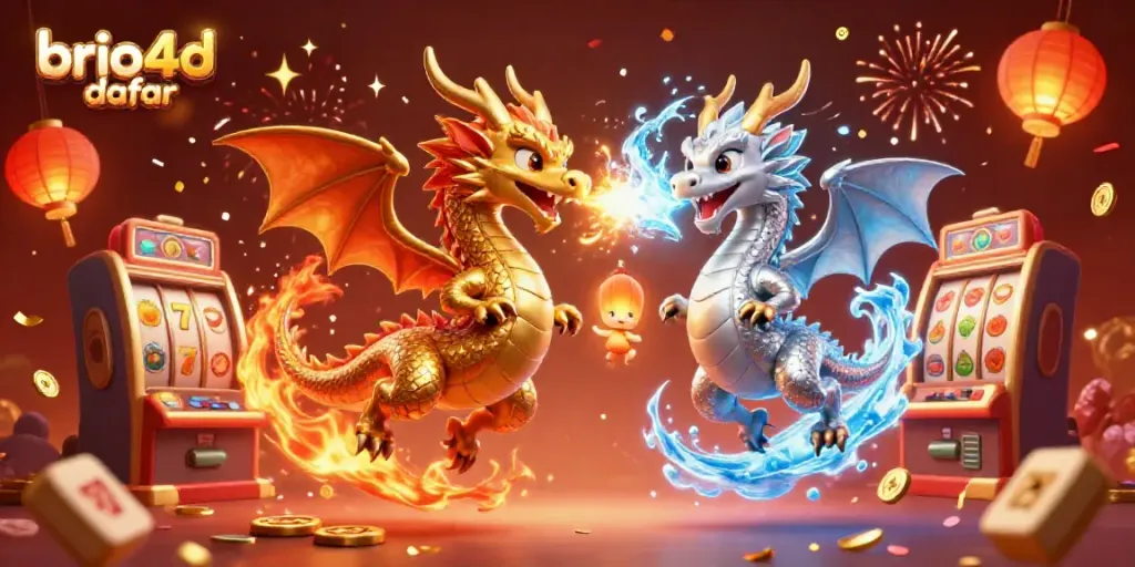 Engage with the vibrant brio4d daftar online slots scene featuring dynamic 3D cartoon dragons.