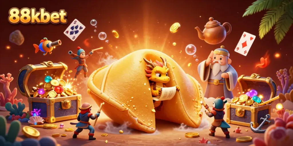 Experience thrilling moments at 88kbet with a vibrant, animated scene of fortune and adventure.